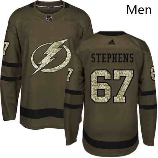 Mens Adidas Tampa Bay Lightning 67 Mitchell Stephens Authentic Green Salute to Service NHL Jersey